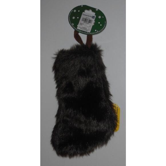 Christmas Stocking Black 8" Fake Fur without Cuff by Into The Woods - Picture 2 of 2